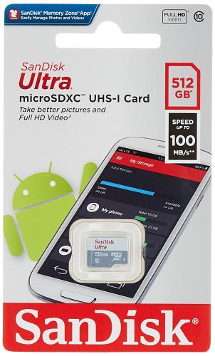 Rakuten - 【送料無料】SanDisk 512GB Ultra microSDXC UHS 1カード 100MB/s グレー -SDSQUNR-512G-GN3MN、グレー
