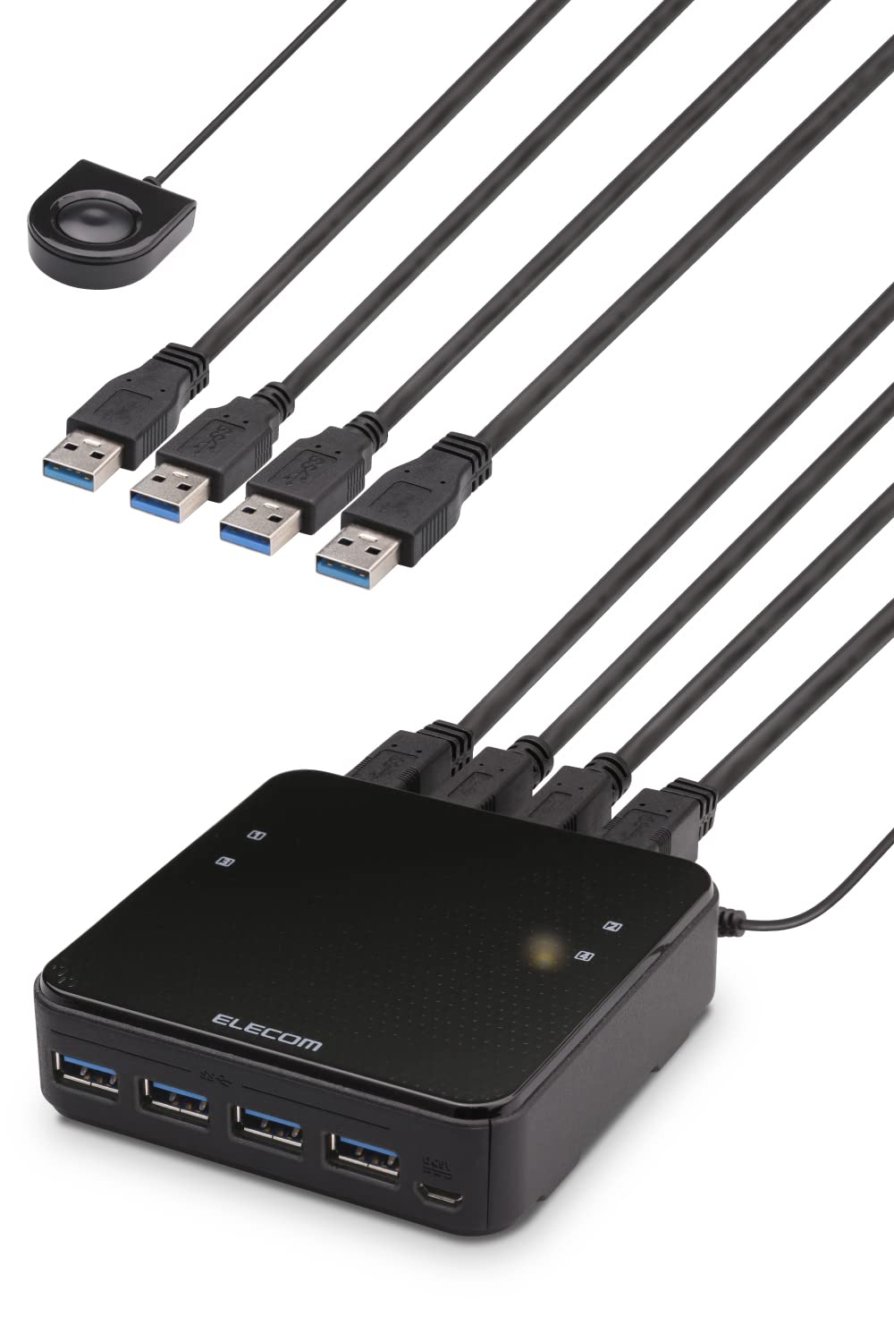 Rakuten - 【送料無料】エレコム USB切替器 PC→4ポート USB3.0→4ポート 手元スイッチ ブラック U3SW-T4