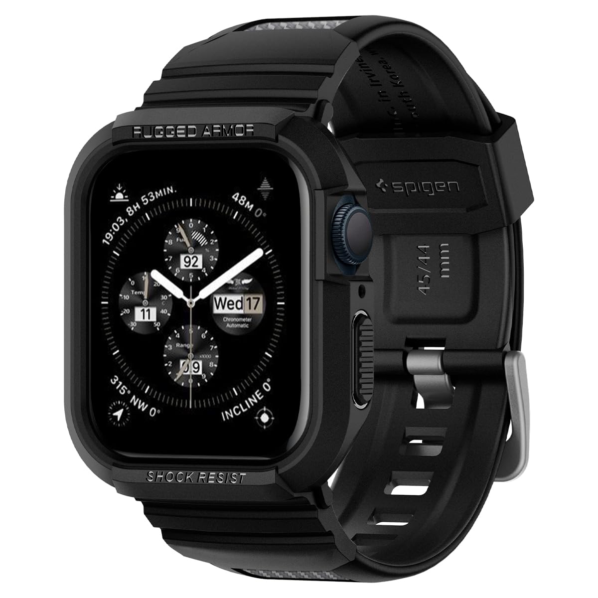 Rakuten - 【送料無料】Apple Watch バンド 45mm | 44mm 一体型 ケース カバー 耐衝撃 PC TPU 二重構造 スポーツバンド 落下 衝撃 吸収 耐久性 傷
