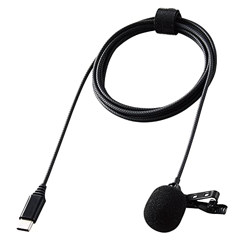 【送料無料】エレコム ピンマイク クリップ付き ウインドジャマー付 USB Type-C 収納ポーチ付 1.8m ブラック HS-MC09CBK