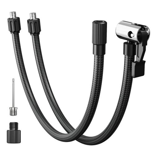 Rakuten - 【送料無料】LEXIN 車 バイク空気入れエアーホース バルブ延長チューブ ポンプ延長ホース 変換アダプター付 米式バルブと仏式バルブ用 1