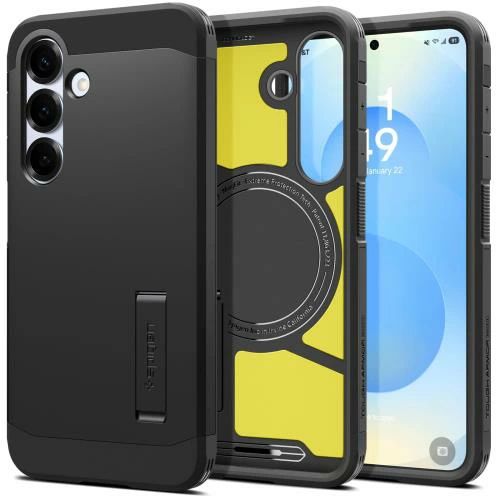 Rakuten - 【送料無料】18年社歴の技術力Spigen Galaxy S25 ケース Magfit対応 マグネット搭載 スタンド付き マット 耐衝撃 米軍MIL規格 タフ?アー