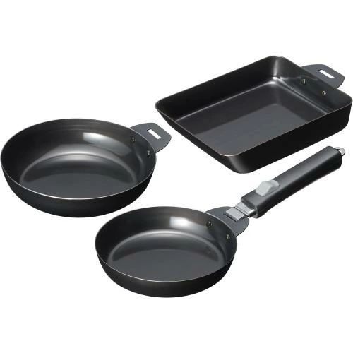 Rakuten - 【送料無料】和平フレイズ 取っ手が取れる 鉄スキレット グリルパン 4点 セット 鉄フライパン IH?ガス?オーブン グレービークック2 MB-2
