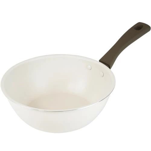 Rakuten - 【送料無料】和平フレイズ 深型フライパン 炒め鍋 22cm IH対応 ガス PFOAフリー ふっ素樹脂加工 白 ホワイト アイボリー ララッテ?スル