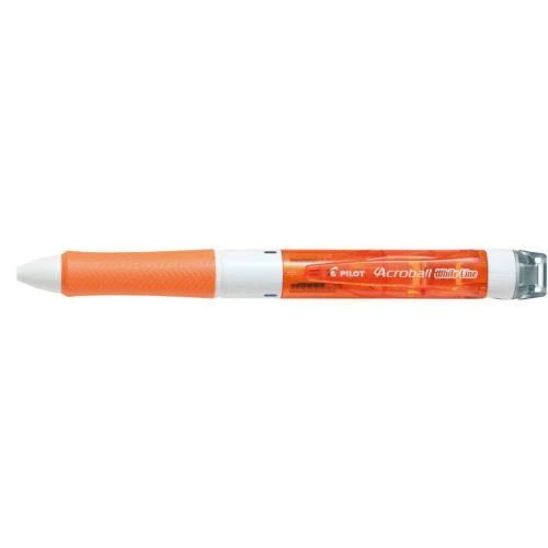 Rakuten - 【送料無料】パイロット アクロボール ホワイトライン 3色 0.7mm ボールペン 修正テープ付き クリア/オレンジ (BKAW-60F-CO)
