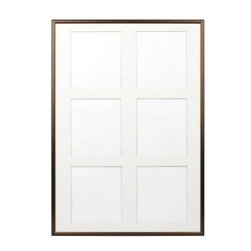 Rakuten - 【送料無料】ケンコー(Kenko) ミニ色紙用アルミ額縁 NEWパチット ミニ色紙 6窓 ダークゴールド NAPT-M6-DB フロントオープン式 UVカット