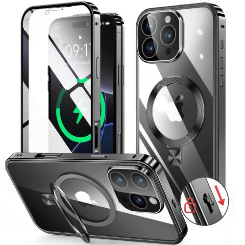 【送料無料】HGUTREYスタンド機能付き?アクションボタン iPhone16 Pro 用 ケース クリア ロック付きCDリング?MagSafe対応 9H強化ガラス