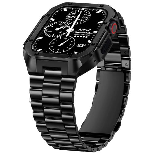 Rakuten - 【送料無料】CAGOS コンパチブル Apple Watch バンド 45mm ステンレスケースバン ド一体型 ステンレス鋼ケ ース付き アップルウォッチ