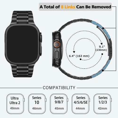 Conductドライバー 楽天市場店の【送料無料】メタル Band コンパチブル Apple Watch バンド 49mm 46mm （シリーズ 10） 45mm 44mm 42mm（シリーズ 3/2/1） ス｜アングル3
