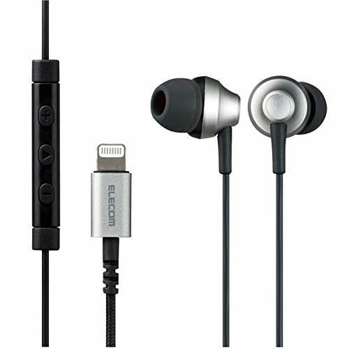 Rakuten - 【送料無料】エレコム ステレオイヤホン カナル型 Lightning ライトニング マイク付 Fast Music LFS12C φ10.0mm 高耐久ケーブル シルバ