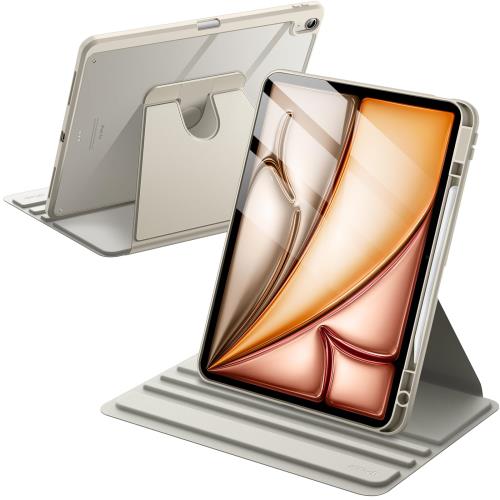 Rakuten - JEDirect 回転ケース iPad Air 13インチ M2（2024）用 Pencilホルダー付き 360°回転保護 スタンドカバー クリアバック オートウェイク/