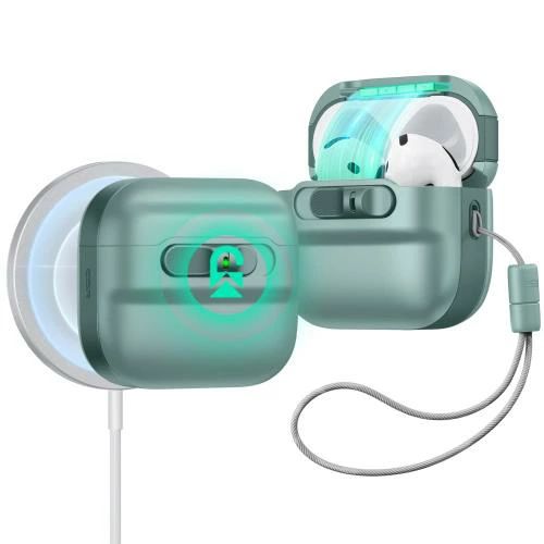 Rakuten - ESR AirPods 第4世代ケース(HaloLock) AirPods第4世代(2024)(USB-C)対応 MagSafe対応 マグネット蓋ロック ストラップ付き落下防止保護カ