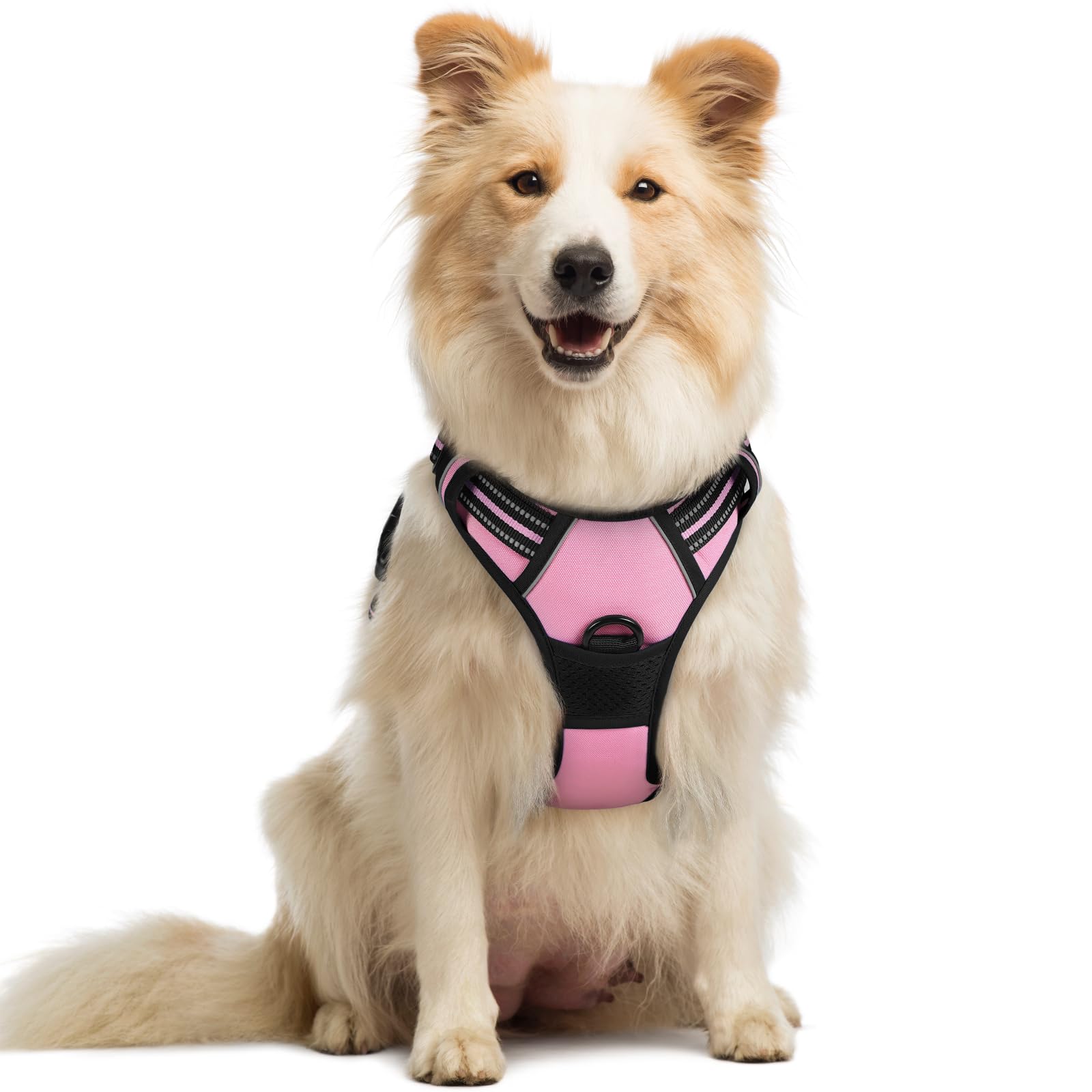 Rakuten - 【送料無料】Rabbitgoo 犬 ハーネス 小型犬 ソフト かわいい 犬用胴輪 引っ張り防止 負担が少ない首輪 サイズ調整可 夜間反射 抜けない