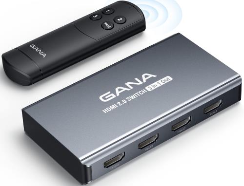 Rakuten - 【送料無料】HDMI切替器 3入力1出力 4K@60Hz GANA HDMIセレクター リモコン付き アルミニウム合金製 3D HDCP2.2 HDR対応 Xbox PS5/4/3 F