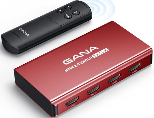 【送料無料】HDMI切替器 3入力1出力 4K@60Hz GANA HDMIセレクター リモコン付き アルミニウム合金製 3D HDCP2.2 HDR対応 Xbox PS5/4/3 F