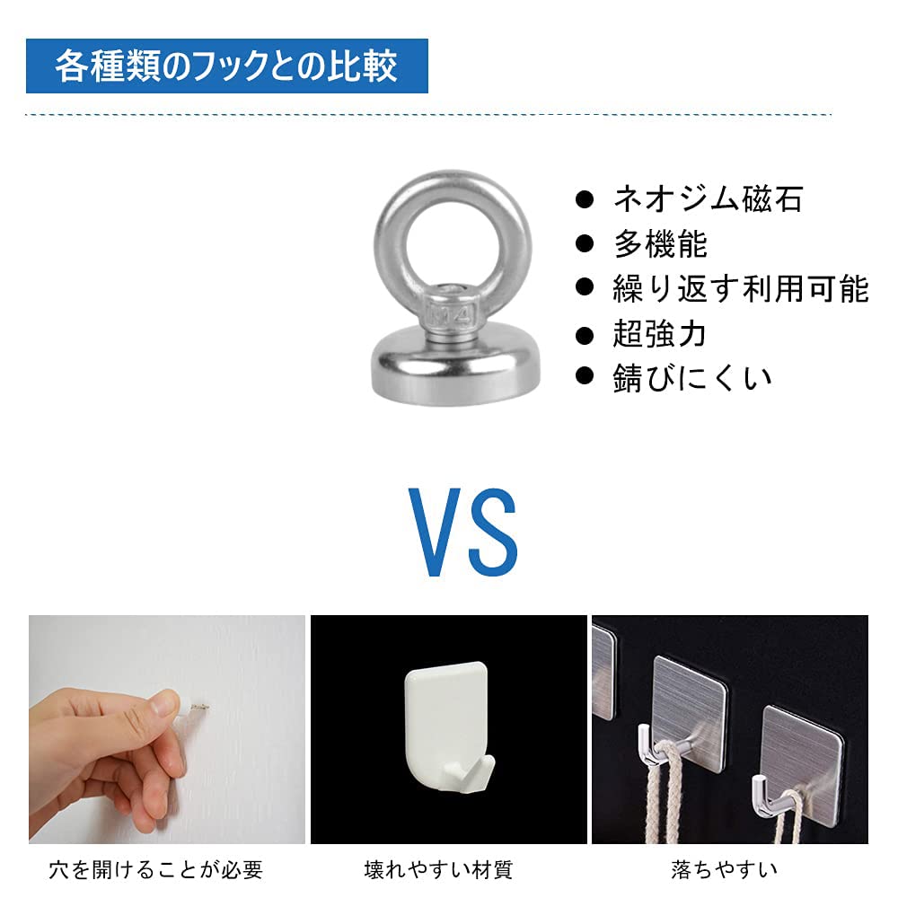 Conductドライバー 楽天市場店の【送料無料】MAGHUNT【10個セット】マグネット フック 磁石フック強力 直径20MM 垂直耐荷重12KG キッチン 収納 オフィス/業務/浴室/室外｜アングル2