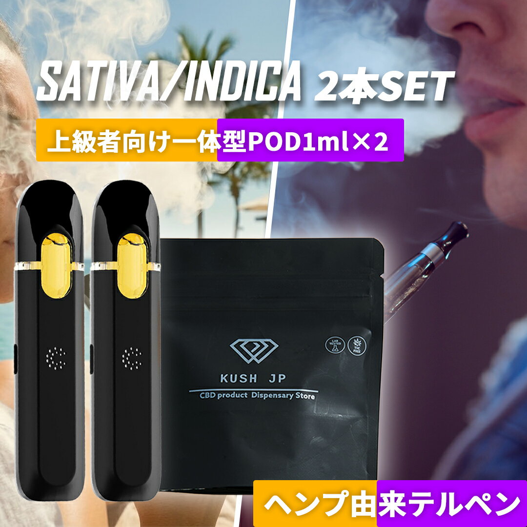 【一体型POD 2本セット】高濃度 CBG CBD CBN リキッド 1ml ×2本 【上級者向け】インディカ／サティバ CRDP CRDB HHBD リキッド べイプ vape カンナビス テルペン オイル 超低温加熱デバイス 電子タバコ ペン ヴェポライザー cbd 電子タバコ 合法 510規格 KUSH JP cbn