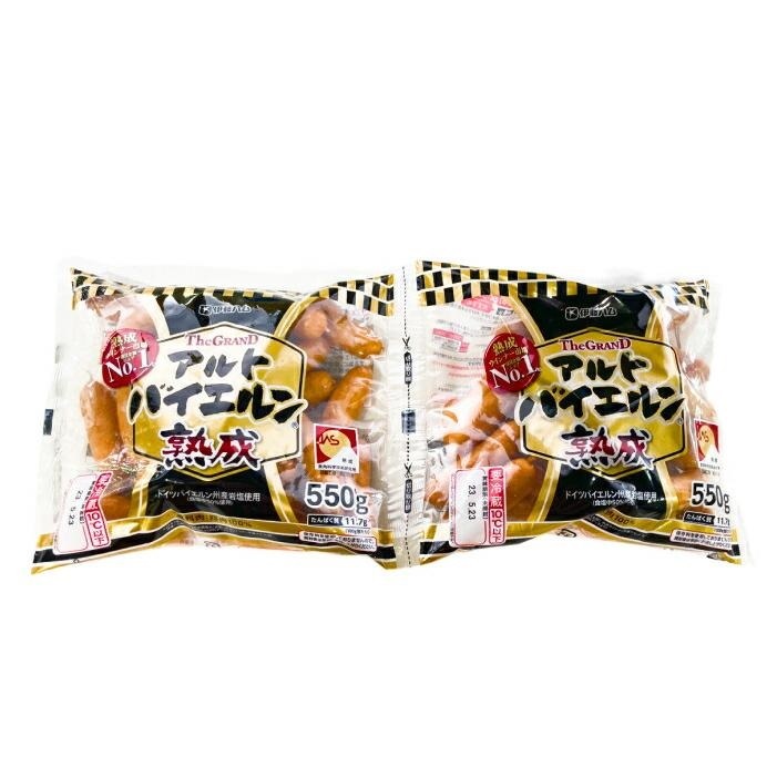 72時間熟成！ 粗挽き！ 豚肉100％使用！ 国産山桜チップでスモーク！ ドイツバイエルン州岩塩使用！ こだわりがたくさん詰まったポークソーセージ「アルトバイエルン」 パリッとジューシーな味わいでおかずとしてもお酒のおつまみとしてもおすすめです。