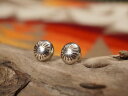 INDIAN JEWELRY : STAMPED DESIGN STERLING SILVER STUD EARRINGS / インディアン ジュエリー スタン...