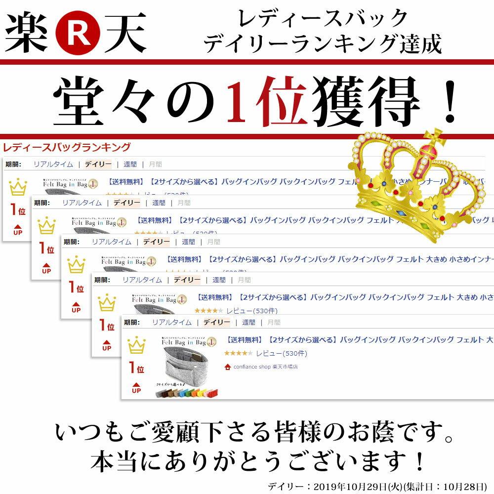 【送料無料】【2サイズから選べる】バッグインバッグ バックインバッグ バックインバックフェルト 大きめ 小さめ インナーバッグ 収納バッグ 整理 軽量 軽い 自立 大容量 ポーチ レディース 整理整頓 おしゃれ かわいい プレゼント ギフト 贈り物