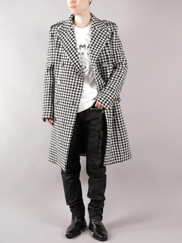 [国内正規取り扱い店] Balmain Homme バルマン オム LONG COAT / ロングコート (ホワイト/ブラック)