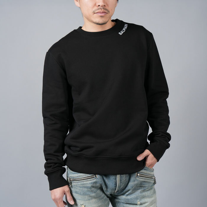 BALMAIN HOMME / バルマン オム / BALMAIN STITCH COLLAR SWEATSHIRT / バルマン ステッチカラー スウェットシャツ (ブラック) 24春夏 / 国内正規取り扱い