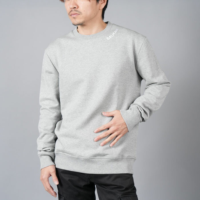 BALMAIN HOMME / バルマン オム / BALMAIN STITCH COLLAR SWEATSHIRT / バルマン ステッチカラー スウェットシャツ (グレー) 24春夏 / 国内正規取り扱い