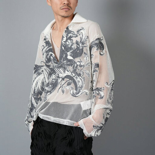 【Fashion THE SALE 30%↓ ★6/28(土)10:00スタート!!7/12(土)09:59まで】TAAKK / ターク / MESH SKIPPER SHIRTS / メッシュスキッパーシャツ (ホワイト) 25春夏 / 国内正規取り扱い