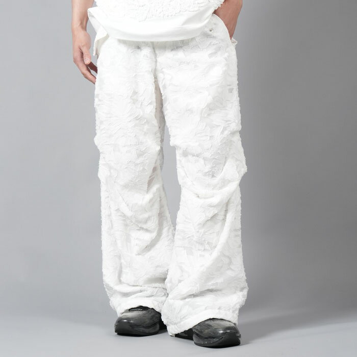 TAAKK / ターク / CUT JACQUARD PARACHUTE PANTS / カットジャガード パラシュートパンツ (ホワイト) 24春夏 / 国内正規取り扱い