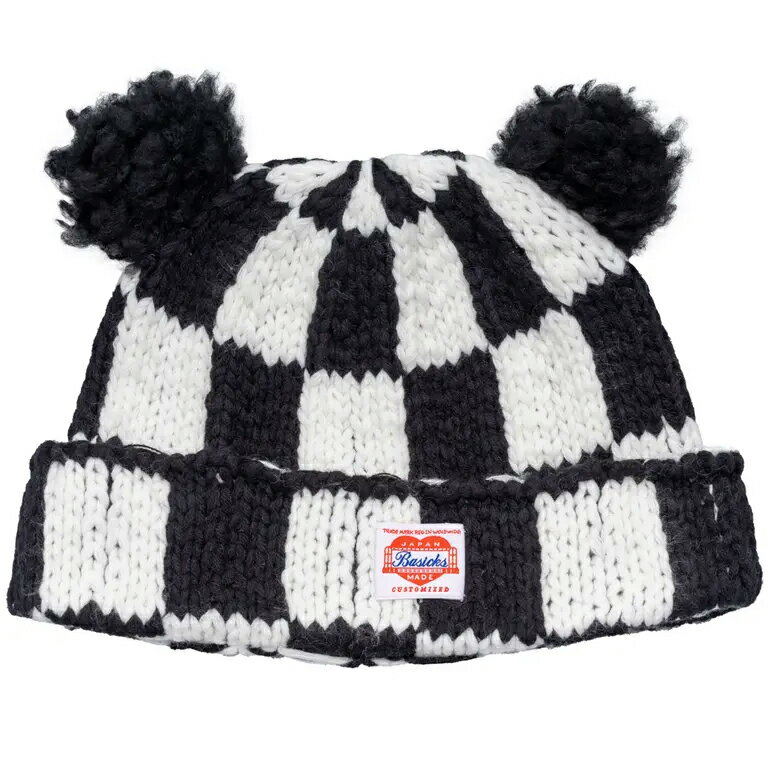 BASICKS / ベーシックス / Checkered Flag Bear Beanie / ベアービーニー (ブラック/ホワイト) / 国内..