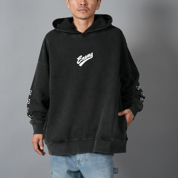 乐天商城 - U/MUSIC / ユーミュージック / UM25AW-17 / PUBLIC ENEMY / パブリックエネミー / プルオーバフーディー(ブラック) 25秋冬 / 国内正規取り扱い