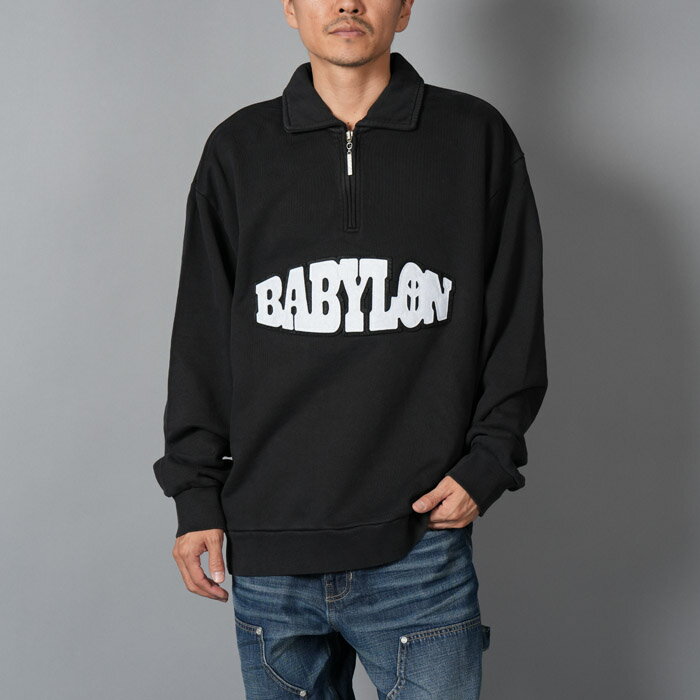 乐天商城 - BABYLON LA / バビロンエルエー / HALF ZIP PULLOVER / ハーフジップ プルオーバー / スウェット (ジェッドブラック) 国内正規取り扱い