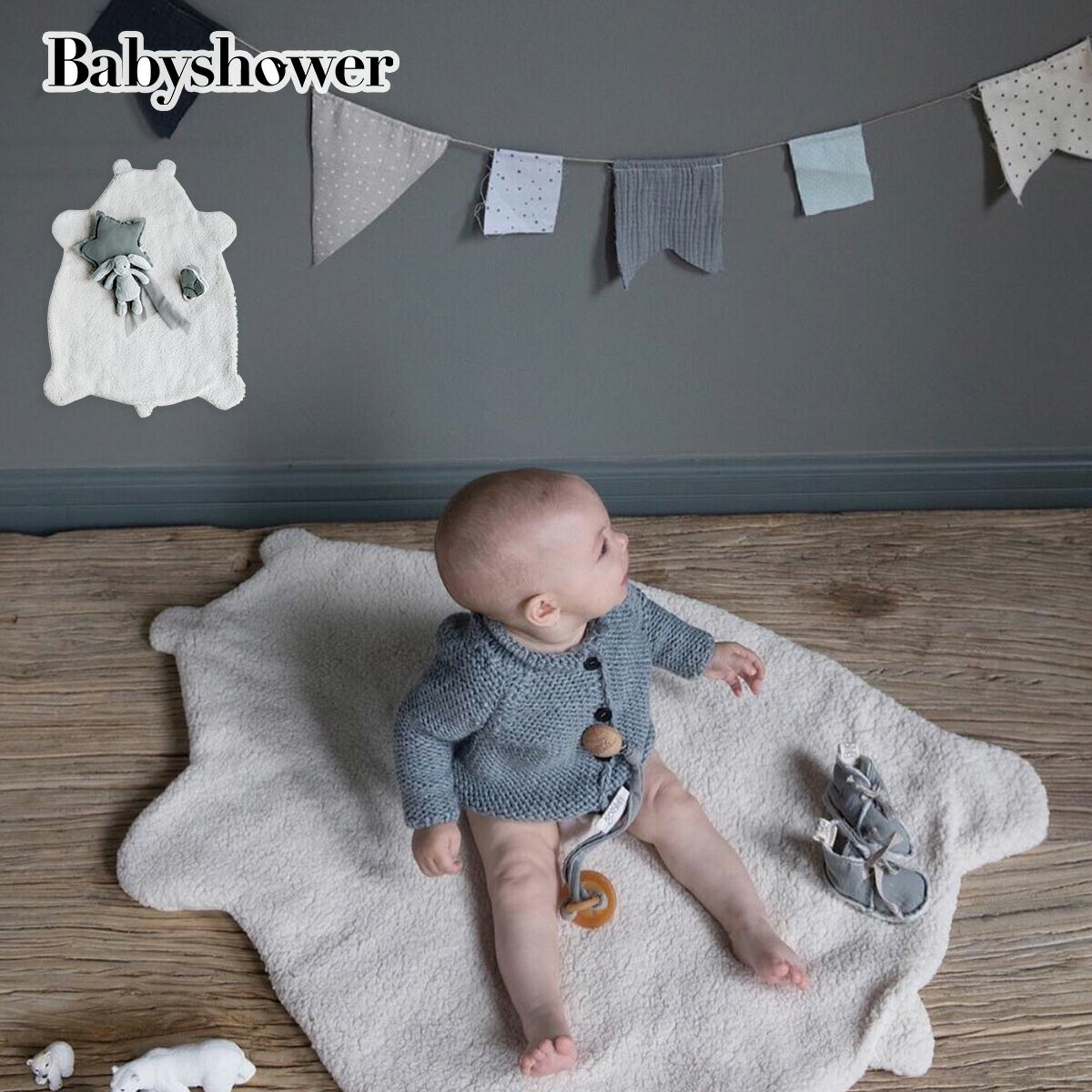 もこもこ ベビーマット テディベア プレイマット Babyshower TERRY TEDDY PLAID くま かわいい おしゃれ ベビー マット 出産祝い お祝い 誕生日 0歳 ギフト プレゼント お昼寝 暖かい フリース ラグ 中綿入 ベビーシャワー