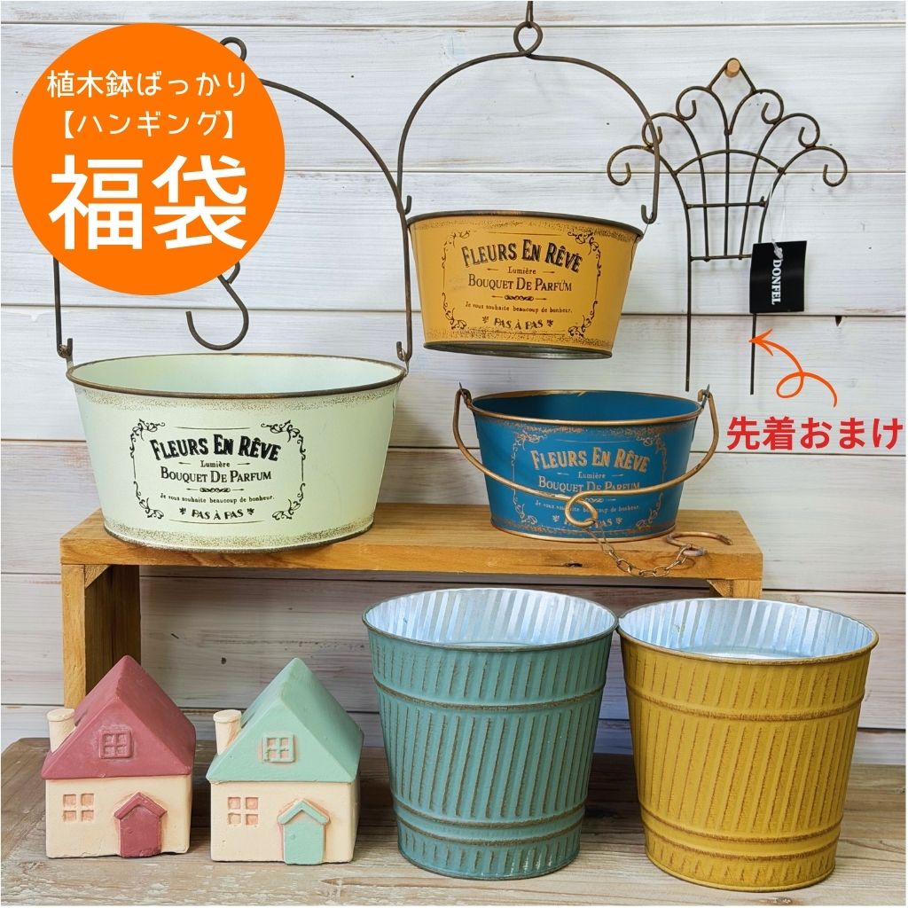 ガーデニング 雑貨 【 植木鉢ばっかりセット ハンギング】 福袋 多肉植物 鉢 かわいい おしゃれ 植木鉢 プランター 寄せ植え ブリキ 送料無料 ガーデニング雑貨 園芸用品のサムネイル