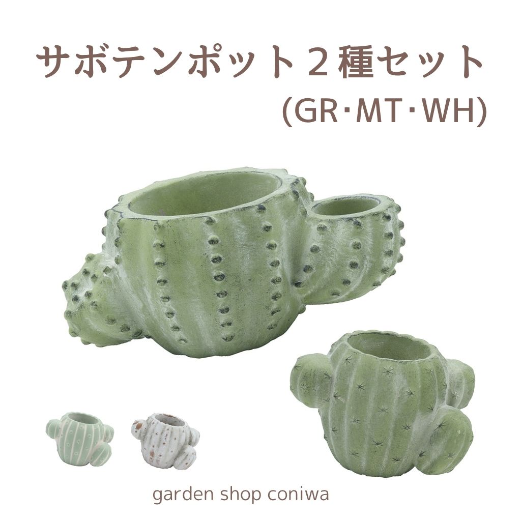 樂天商城 - ガーデニング 雑貨 鉢 サボテンポット2種セット 植木鉢 カクタス 多肉植物 ミニ 福袋 モルタル造形 セール