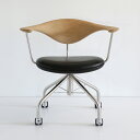 【正規品】PP Mobler（PPモブラー） / PP502 Swivel Chair（スイヴェルチェア） / オーク材・ソープ仕上げ / スタンダードレザー / ブラック