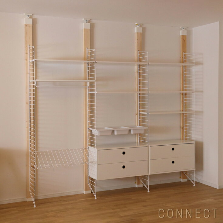 String Furniture(ストリング ファニチャー) / String System(ストリング システム) / チェスト+フロアパネル / W240×D30×H200cm / ホワイト / 石膏ボードアンカー付き / 壁面収納 [3]