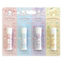 サンリオキャラクターズ マイメロディ シナモロール クロミ ポムポムプリン リップクリーム 4本セット 無色 リップ リップスティック 保湿リップ