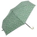 ビコーズ フローレットミニ グリーン 緑 フラワー 花柄 傘 レディース 折傘 折りたたみ傘 雨傘 日傘 UVカット 遮光 晴雨兼用 手開きタイプ