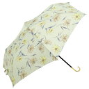 ビコーズ アクアラインフラワー ミニ グリーン 緑 フラワー 花柄 傘 レディース 折傘 折りたたみ傘 雨傘 日傘 UVカット 遮光 晴雨兼用 手開きタイプ