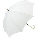 ビコーズ ドットグリッター ヒートカット ホワイト 白色 ドット柄 傘 レディース 長傘 雨傘 日傘 UVカット 遮光 晴雨兼用 大きい 丈夫 手開きタイプ