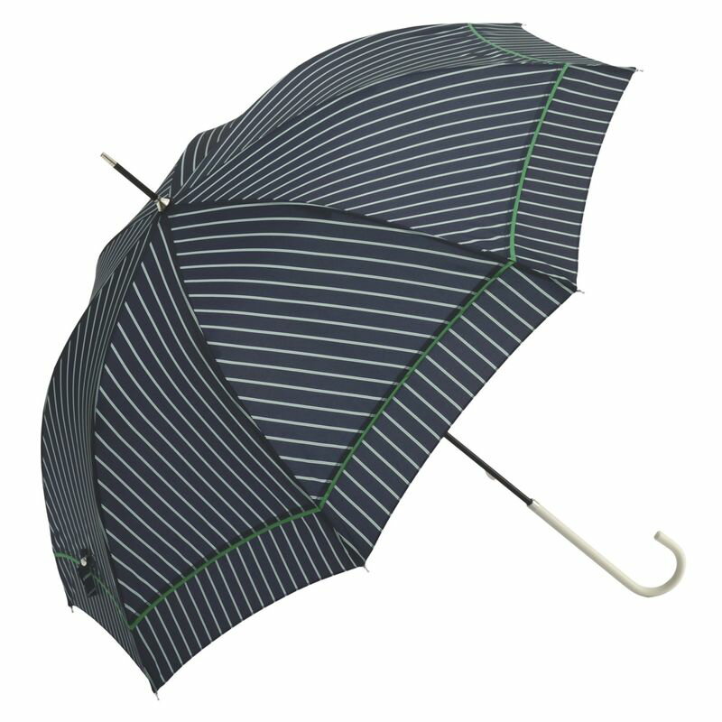 ビコーズ バイアスストライプ ネイビー 紺色 ストライプ柄 傘 レディース 長傘 雨傘 日傘 UVカット 遮光 晴雨兼用 大きい 丈夫 手開きタイプのサムネイル