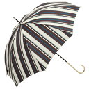 ビコーズ マルチストライプ ブラウン 茶色 ストライプ柄 傘 レディース 長傘 雨傘 日傘 UVカット 遮光 晴雨兼用 大きい 丈夫 手開きタイプ