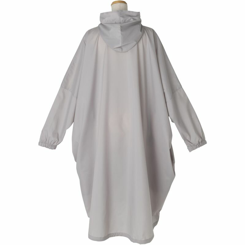ビコーズ モッズポンチョ グレー 灰色 ホワイト系 ポンチョ モッズコート レインコート レディース フリーサイズ 花粉防止 レインウェア 収納ポーチ付き カッパ おしゃれ シンプル