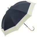 ビコーズ パラソル PU バイカラー ラージネイビー 紺色 傘 レディース 長傘 雨傘 日傘 UVカット99.9% 遮光 晴雨兼用 防水 はっ水加工 手開きタイ...