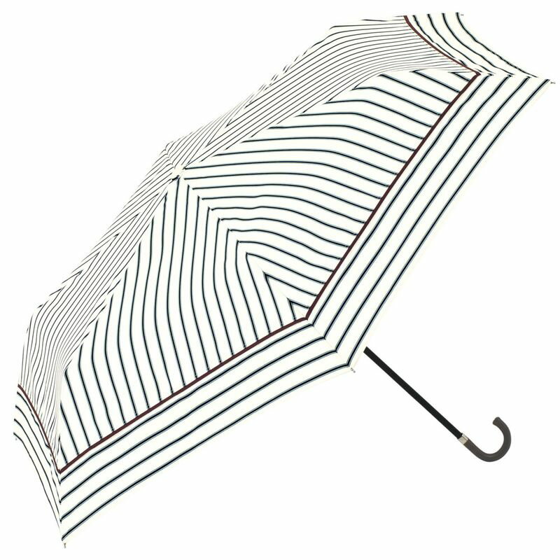 ビコーズ ダブルストライプ ミニ ホワイト 白色 縞模様 傘 レディース 折傘 折りたたみ傘 雨傘 日傘 UVカット 遮光 晴雨兼用 手開きタイプ