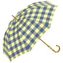 ビコーズ チェック イエロー 黄色 傘 レディース 長傘 雨傘 日傘 UVカット 遮光 晴雨兼用 大きい 丈夫 手開きタイプ