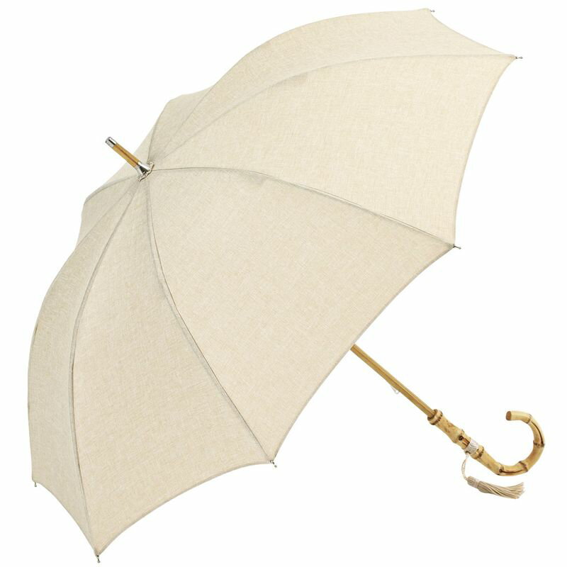 ビコーズ プレーンカラー アイボリー 白 ホワイト系 傘 レディース 長傘 雨傘 日傘 UVカット 遮光 晴雨兼用 大きい 丈夫 手開きタイプ