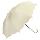 ビコーズ PUウェーブメロウ グレージュ 灰色 グレー系 傘 レディース 長傘 雨傘 日傘 UVカット 遮光 晴雨兼用 大きい 丈夫 手開きタイプ