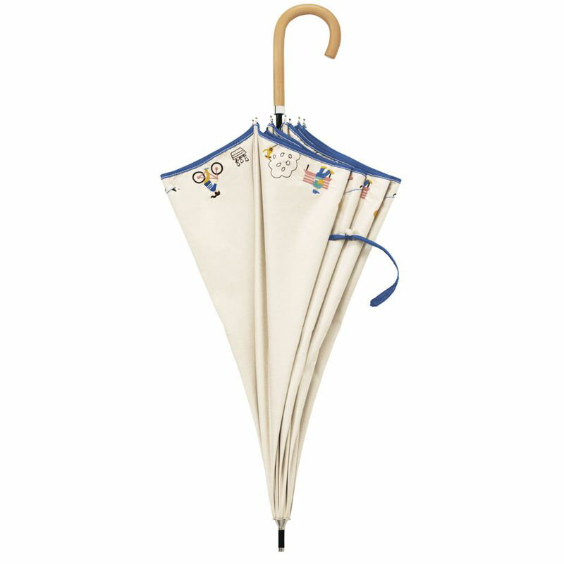 ビコーズ PUインザパーク アイボリー 白 ホワイト系 傘 レディース 長傘 雨傘 日傘 UVカット 遮光 晴雨兼用 大きい 丈夫 手開きタイプ